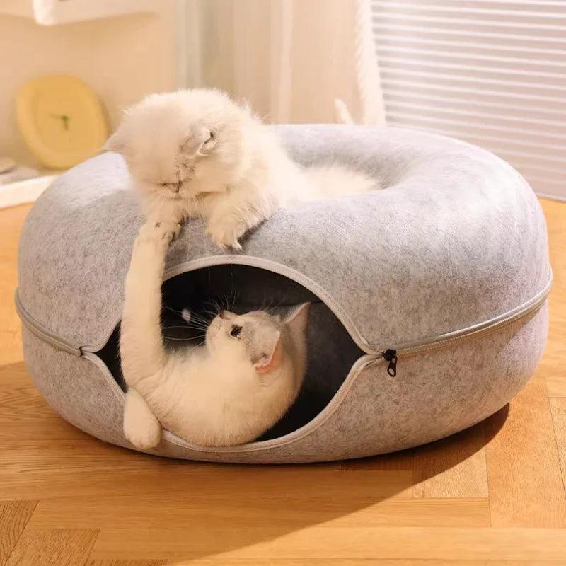 Cama e Toca Donut Interativa de Gato Dupla Camada - Pulo Du Gato