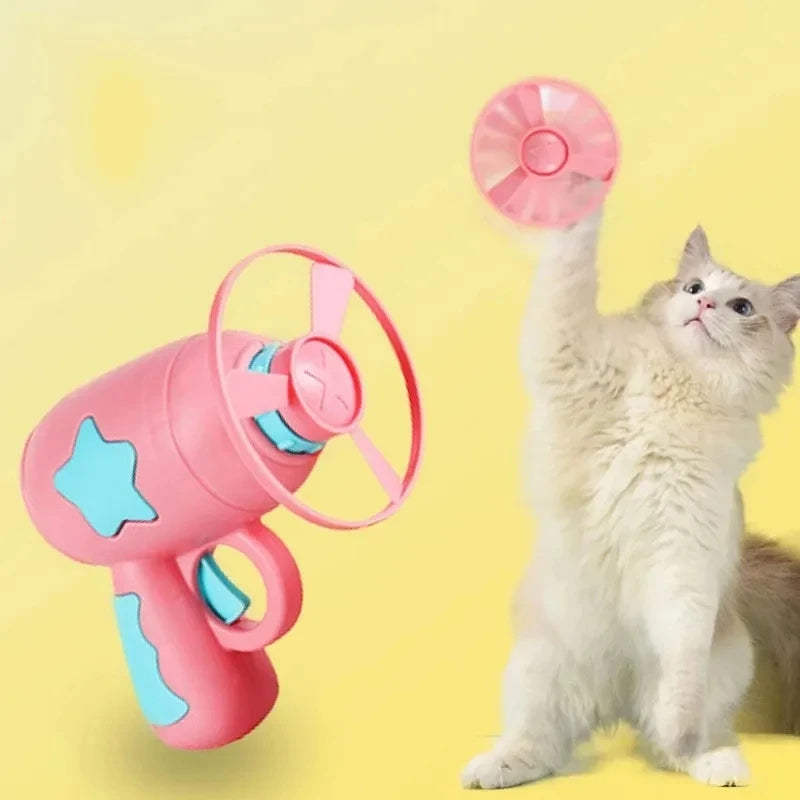 Funny Cat Toy Interactive Launch Pet Training Toy For Kitten Mini Flying Disc Shooting Gun Chasing Games Cat Toys Pet Supplies - Pulo Du Gato