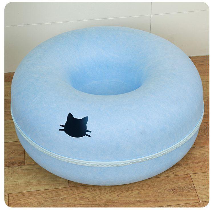 Cama e Toca Donut Interativa de Gato Dupla Camada - Pulo Du Gato