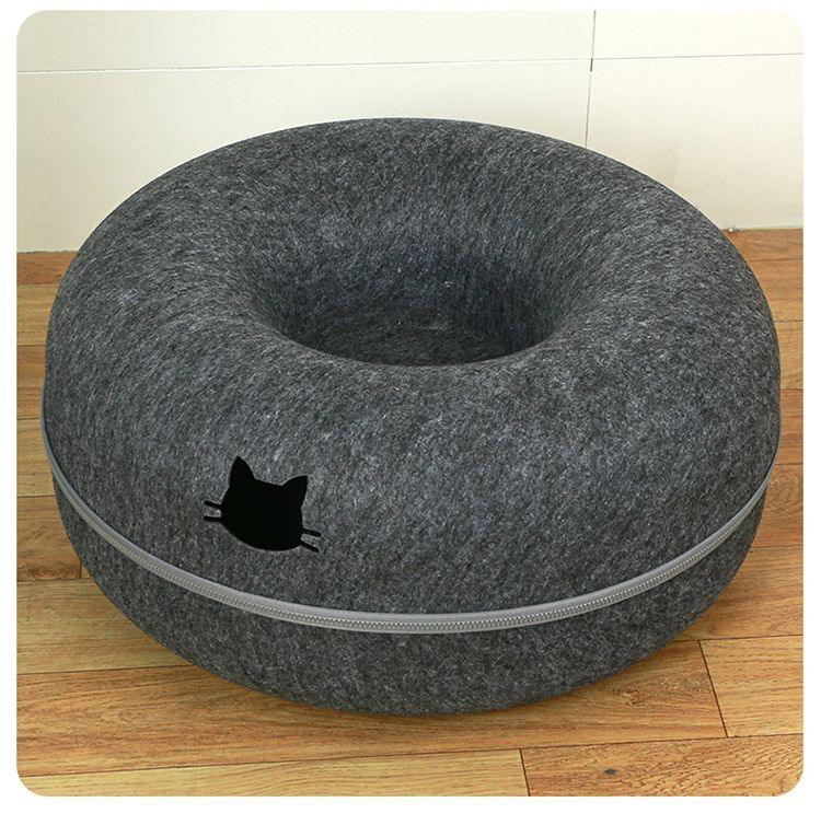 Cama e Toca Donut Interativa de Gato Dupla Camada - Pulo Du Gato