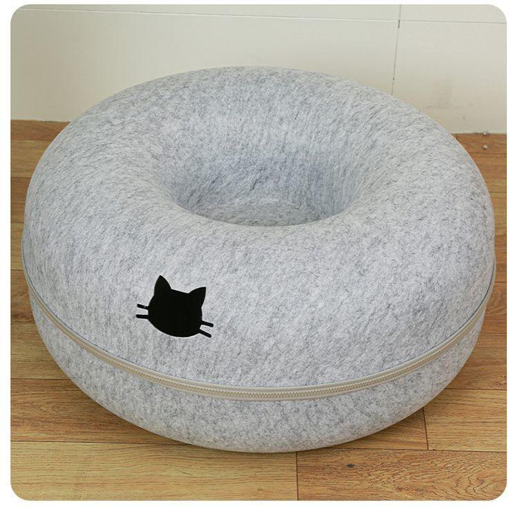 Cama e Toca Donut Interativa de Gato Dupla Camada - Pulo Du Gato